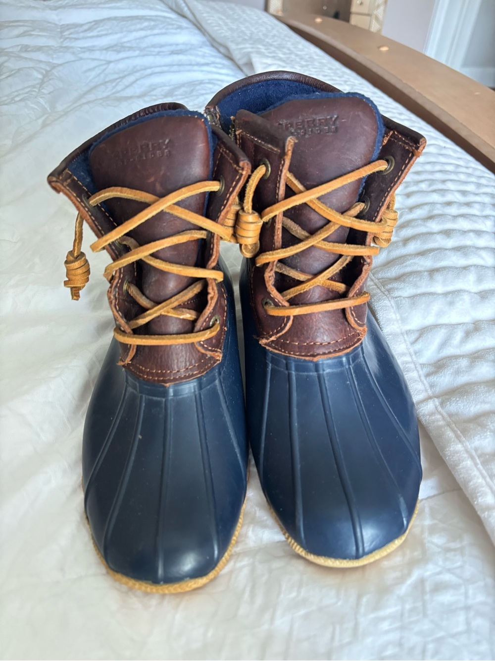 Sperry Navy Blue and Brown Women's Winter Duck Boots